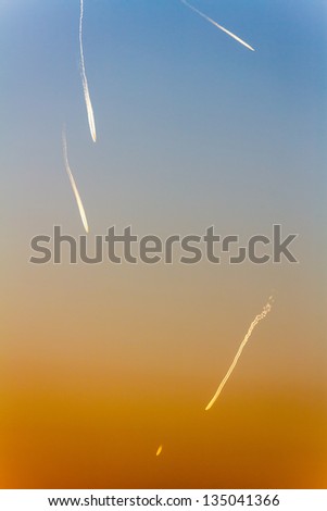 contrails in the sky, symbol photo for civil aviation, air pollution and global warming