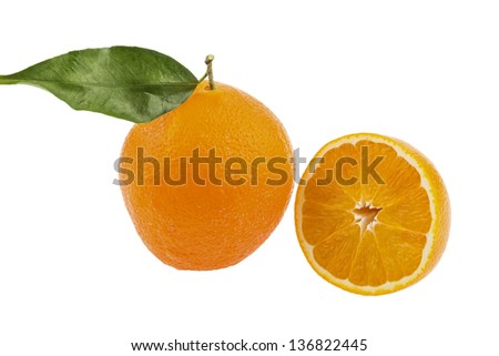 reflection of an orange. photo icon for healthy vitamins with fresh fruit