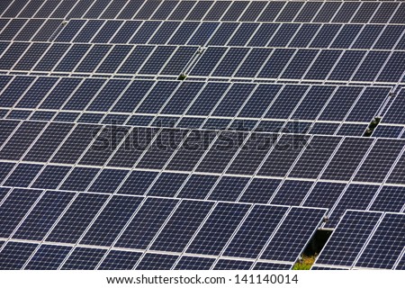 solar cells on a solar array. solar power station for alternative solar energy.