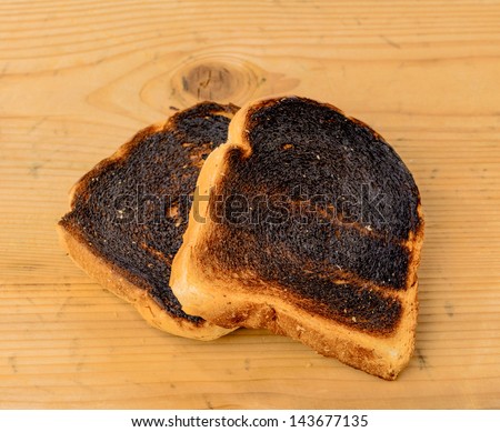 toast the toast was burnt. burnt toast at breakfast.