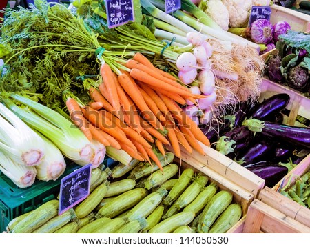 selection of vegetables in the market, symbolic photo for food, healthy food, retail