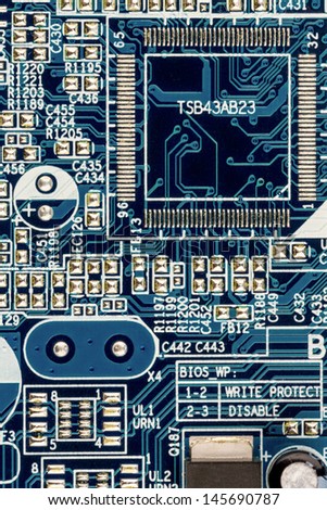 close-up of a circuit board of a computer. photo icon for modern communication