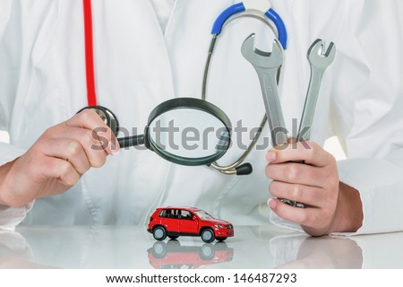 car is checked by a doctor. costs for maintenance and repair