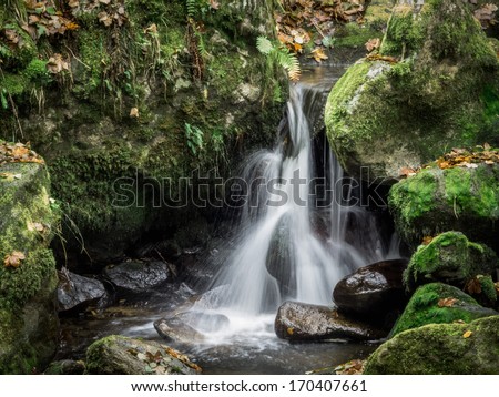 a creek with rocks and running water. landscape experience in nature.