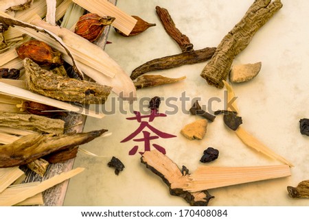 tea for traditional chinese medicine with chinese character