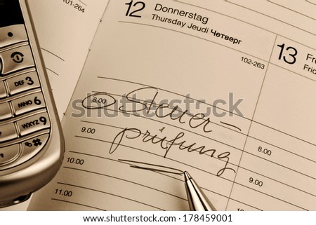 a date is entered on a calendar: tax audit