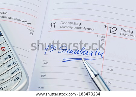 a date is entered on a calendar: tax consultants