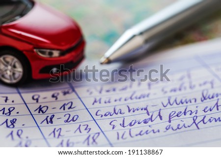 log book for a car. for commuter tax and revenue office.