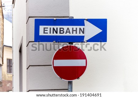 one-way, two road signs, symbol photo for traffic regulations, direction, clarity