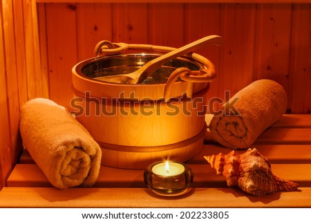 cosy atmosphere in the sauna in a spa area of ??a wellness hotel. recreation and relaxation from everyday life.