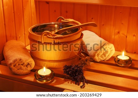 cosy atmosphere in the sauna in a spa area of ??a wellness hotel. recreation and relaxation from everyday life.