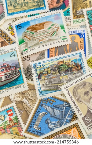 austrian stamps, symbol photo for collecting, hobby and rarities