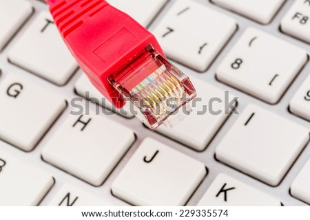 network cable to keyboard, symbol photo for flat rate, e-commerce, global communication