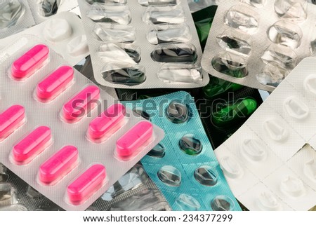 tablets in blister pack, symbolic photo for health, medicine and pill addiction