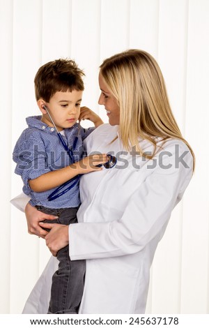 physicians and little boy icon diseases, diagnostics, heart defects