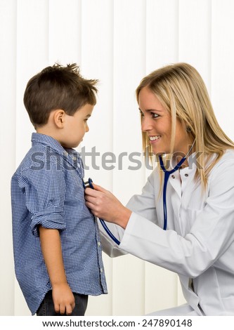 physicians and little boy icon diseases, diagnostics, heart defects