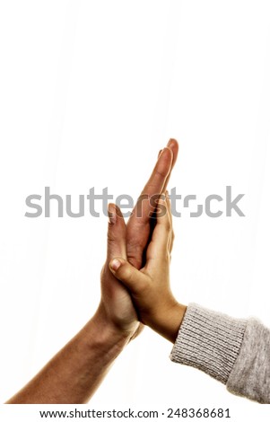high five gesture, symbol for success, security, closeness, trust