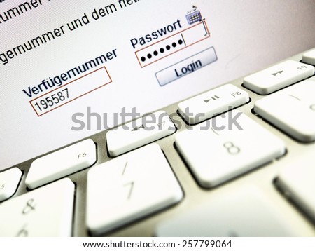 on a computer screen, the password is when logging in online banking queried ..