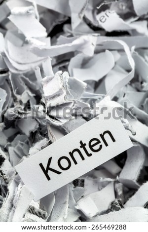 shredded paper tagged accounts, symbolic photo for finance, accounting and double-entry bookkeeping