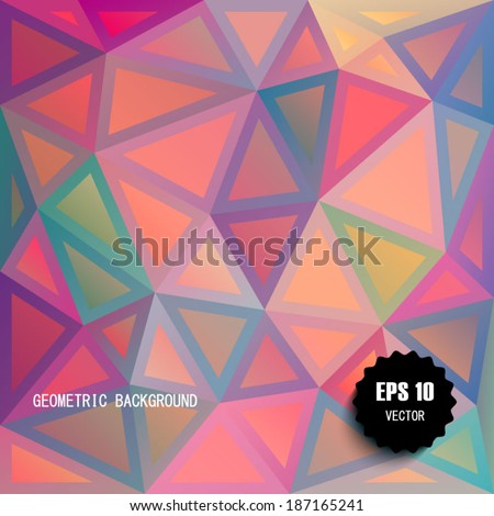 Retro pattern of geometric shapes. Colorful mosaic banner. Geometric hipster retro background with place for your text. Retro triangle background