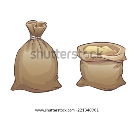 Full sack open and close isolated on white background Full sack open and close isolated on white background