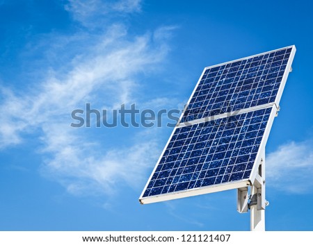 solar panel - close-up in front of blue sky - with space for text