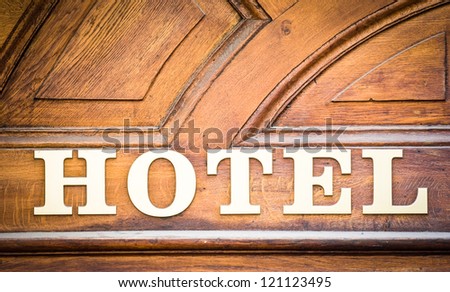 old hotel sign at a hotel in vienna - austria