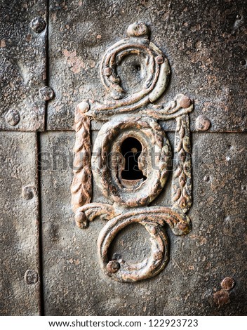 beautiful old keyhole at a villa near rome