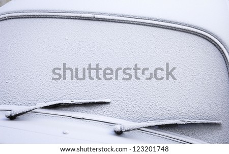 front window of a car in winter - space for text