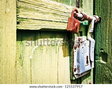 old lock at a stable - close-up