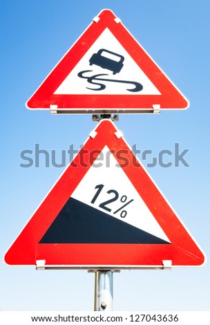 slip hazard road warning signs