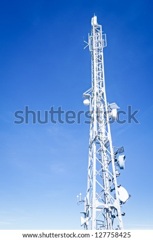 high section of a modern communication tower