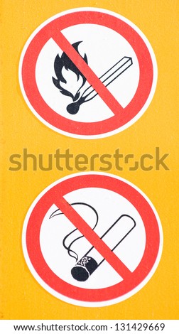 no smoking sign and no open fire sign