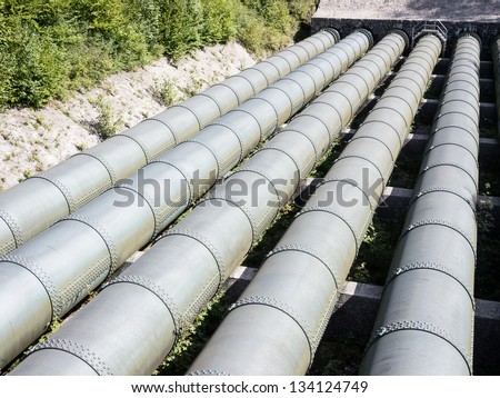 water pipeline at a valley in austria