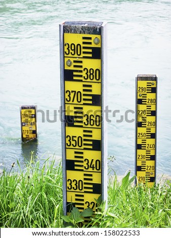 water level indicators at a river