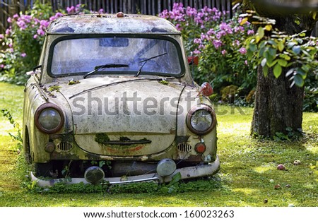 An Old Trabant At A Garden
