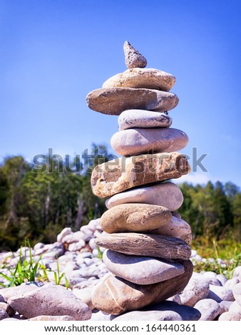stack rocks at a creek