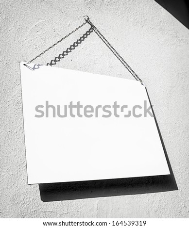 blank white sign with space for text