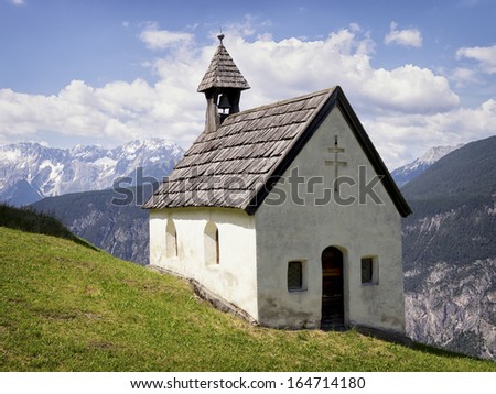typical austrian chapel at the european alps - karwendel