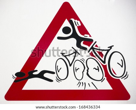 Warning sign for bike accidents