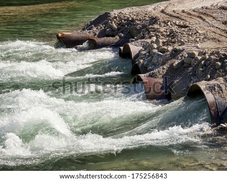 water tube at a river