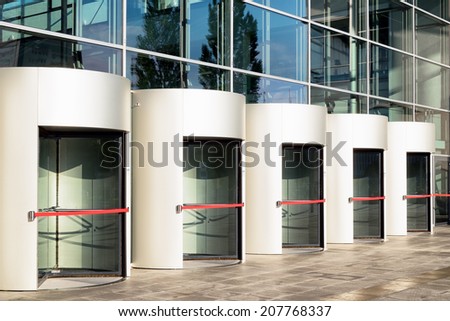 revolving doors at an office building