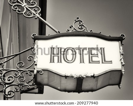 beautiful old hotel sign - closeup