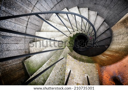 beautiful spiral staircase at an emergency exit