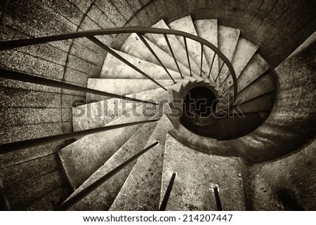 beautiful spiral staircase at an emergency exit