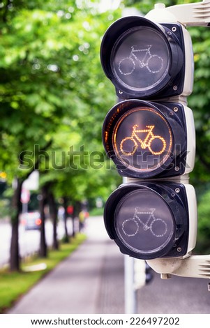 traffic light for bikes - close up