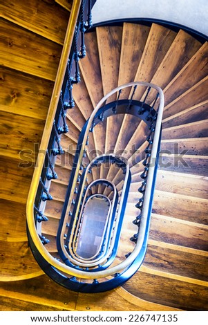 old spircal staircase - wooden steps