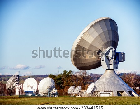 group of modern satellite dishes - radio telescopes