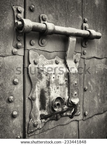 close-up of an old lock