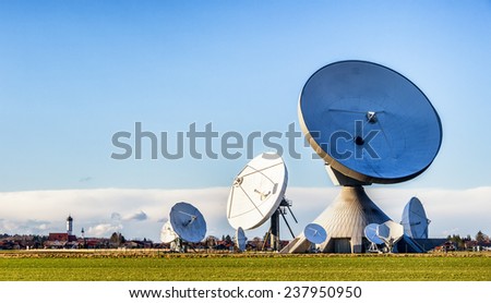 group of modern satellite dishes - radio telescopes